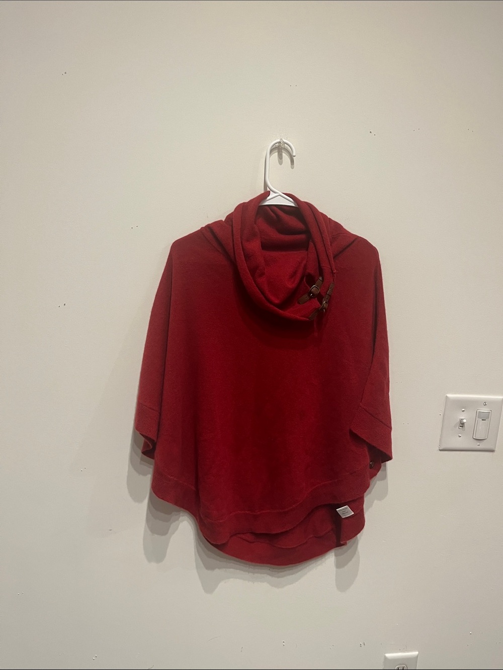 Tyler Boe Cashmere Deep Red Cowl Neck Poncho Sweater